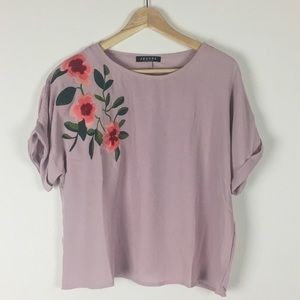 NWOT Embroidered Lavender Top